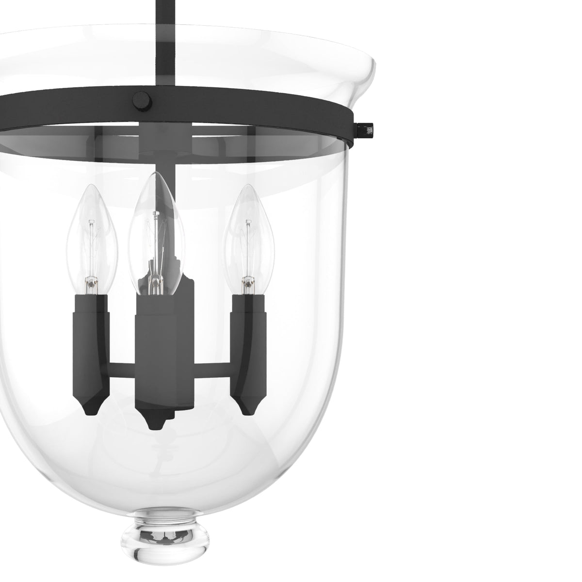 Hunter Belltown 3-Light Natural Iron Transitional Clear Glass Urn LED Medium Hanging Pendant Light