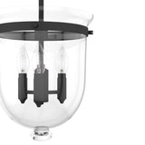 Hunter Belltown 3-Light Natural Iron Transitional Clear Glass Urn LED Medium Hanging Pendant Light