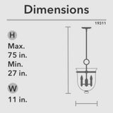 Hunter Belltown 3-Light Natural Iron Transitional Clear Glass Urn LED Medium Hanging Pendant Light