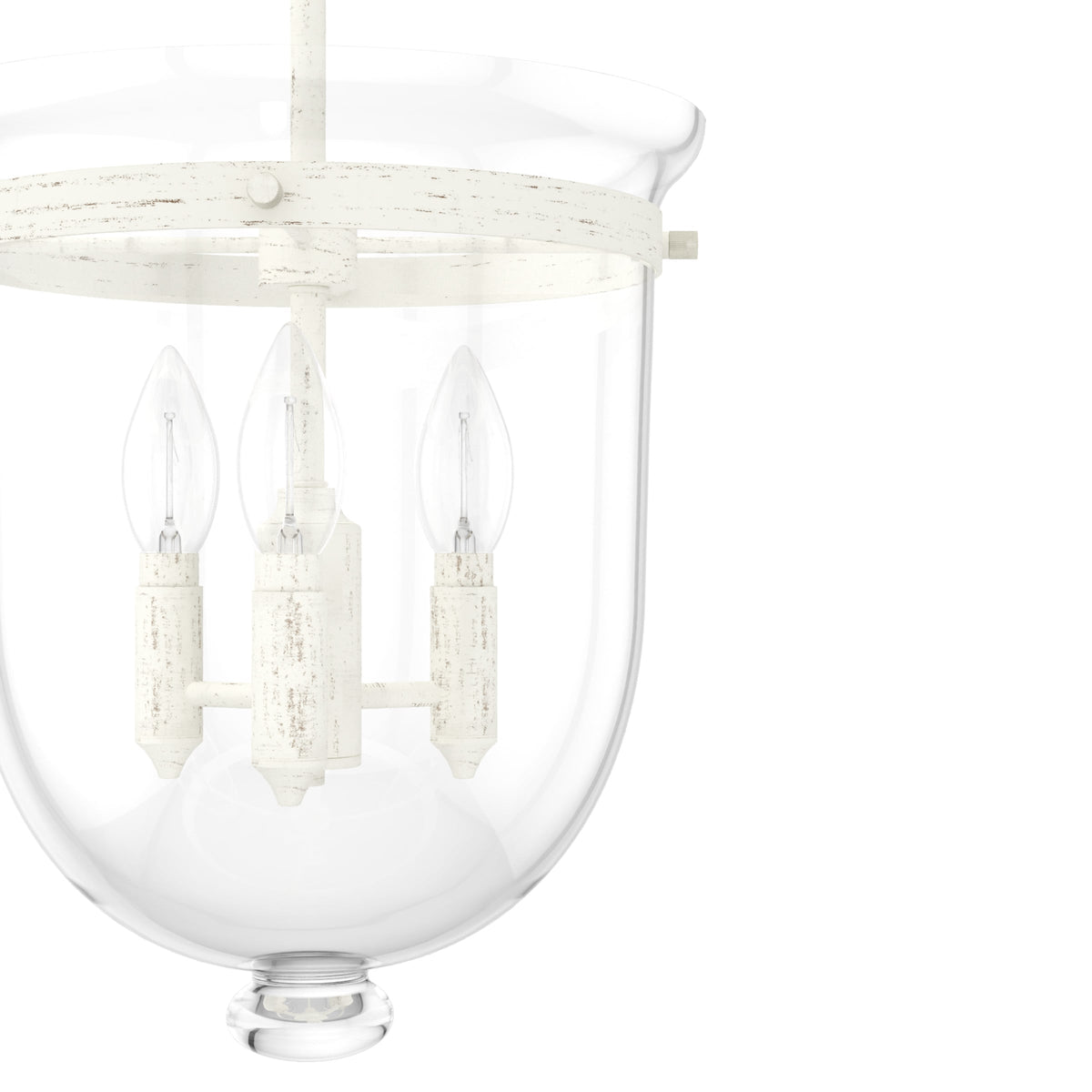 Hunter Belltown 3-Light Rustic White Transitional Clear Glass Urn LED Medium Hanging Pendant Light