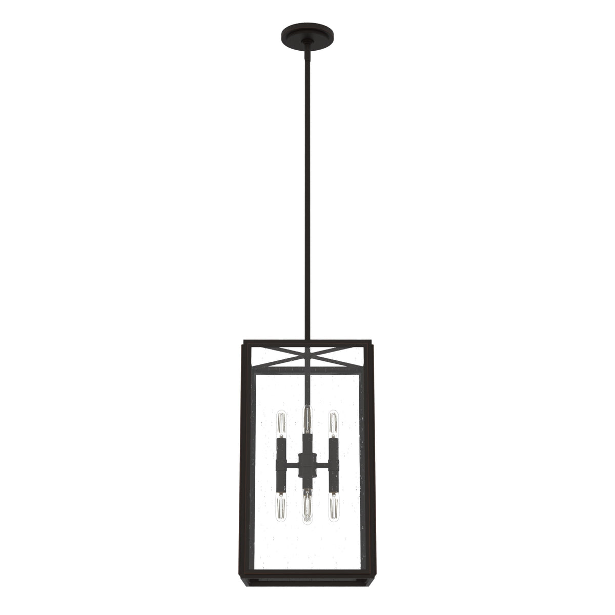 Hunter Felippe 8-Light Onyx Bengal Modern/Contemporary Seeded Glass Lantern LED Medium Hanging Pendant Light