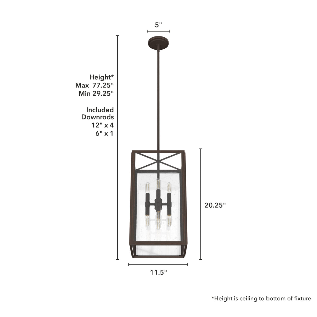 Hunter Felippe 8-Light Onyx Bengal Modern/Contemporary Seeded Glass Lantern LED Medium Hanging Pendant Light