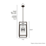 Hunter Felippe 8-Light Onyx Bengal Modern/Contemporary Seeded Glass Lantern LED Medium Hanging Pendant Light