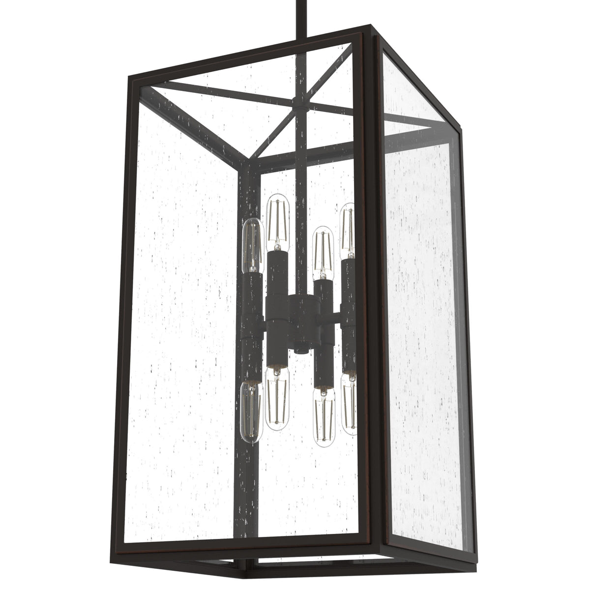 Hunter Felippe 8-Light Onyx Bengal Modern/Contemporary Seeded Glass Lantern LED Medium Hanging Pendant Light