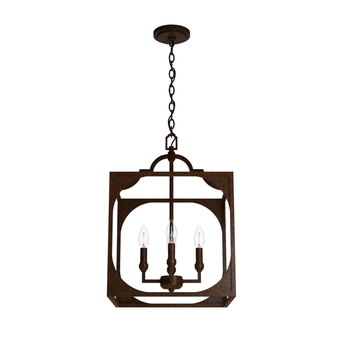 Hunter Highland Hill 4-Light Textured Rust Traditional Lantern LED Medium Hanging Pendant Light