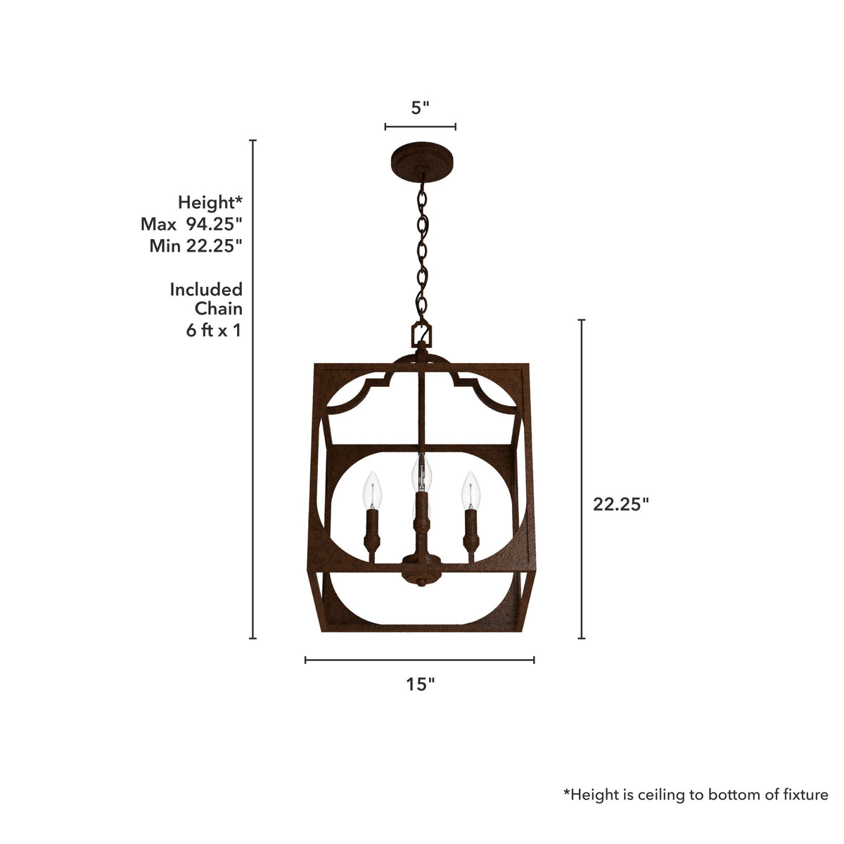 Hunter Highland Hill 4-Light Textured Rust Traditional Lantern LED Medium Hanging Pendant Light