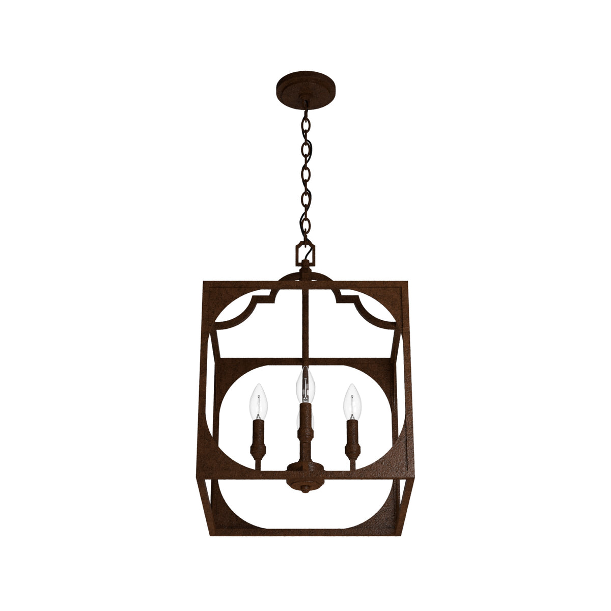 Hunter Highland Hill 4-Light Textured Rust Traditional Lantern LED Medium Hanging Pendant Light