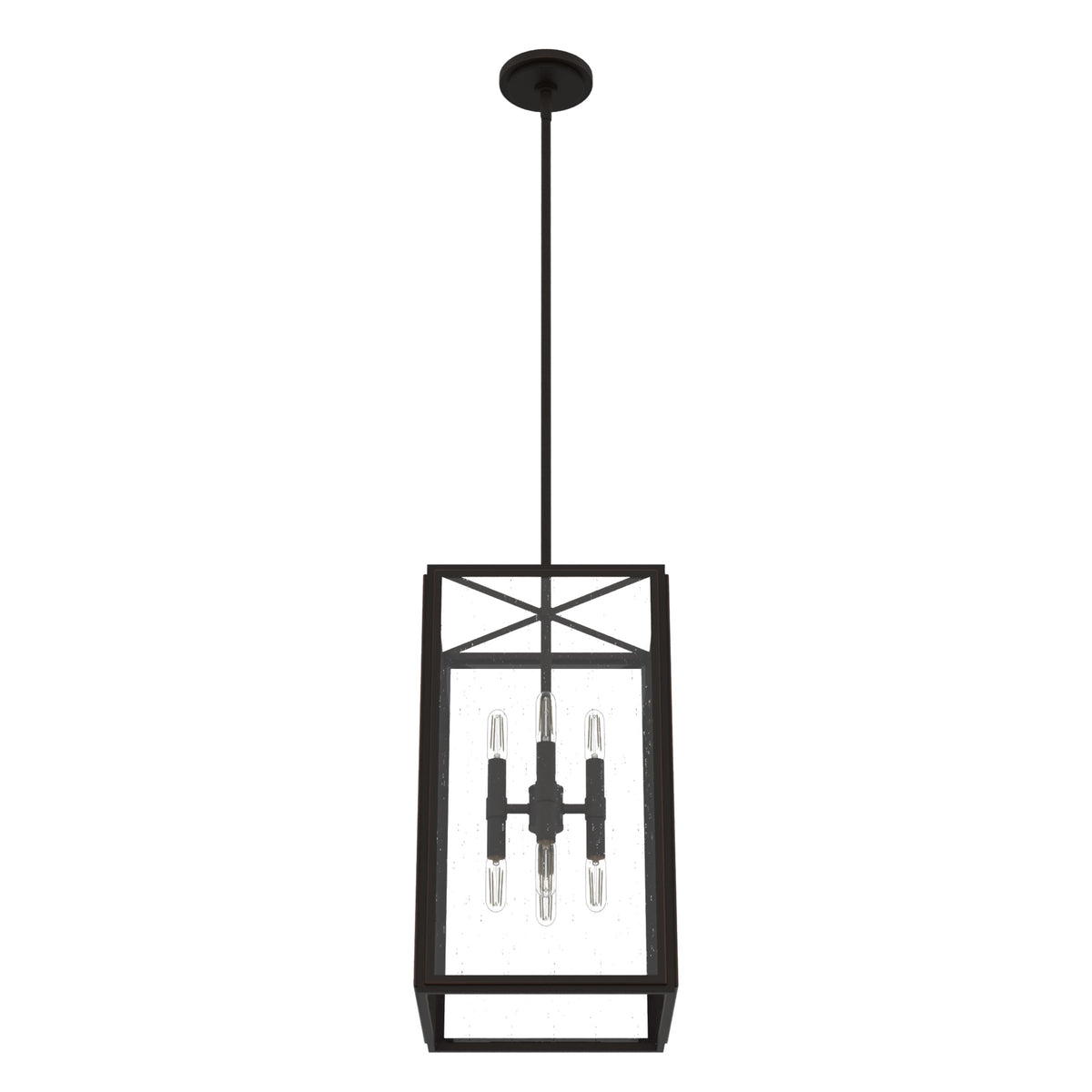 Hunter Felippe 8-Light Onyx Bengal Modern/Contemporary Seeded Glass Lantern LED Medium Hanging Pendant Light
