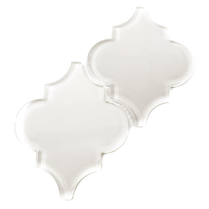 Giorbello (Sample) Glass Arabesque Tiles Alabaster 4-1/2-in x 4-1/2-in Glossy Glass Lantern Mosaic Wall Tile