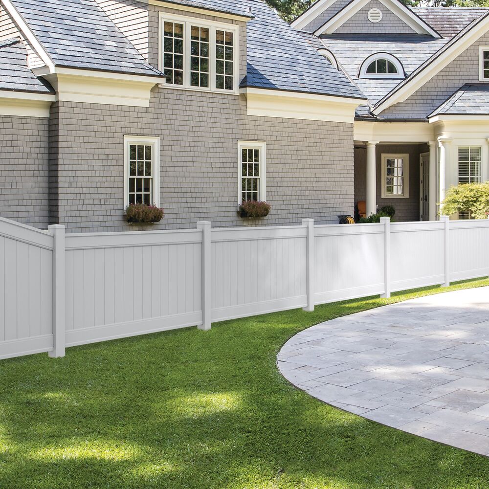 Freedom Emblem 4-ft H x 8-ft W White Privacy Vinyl Fence Panel (Unassembled)