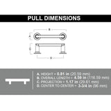 Origin 21 Hilo (96mm) Center to Center Rectangular Bar Drawer Pull