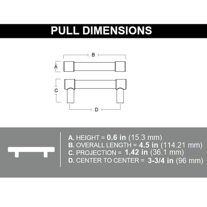 Origin 21 Sasha (96mm) Center to Center Cylindrical Bar Drawer Pull