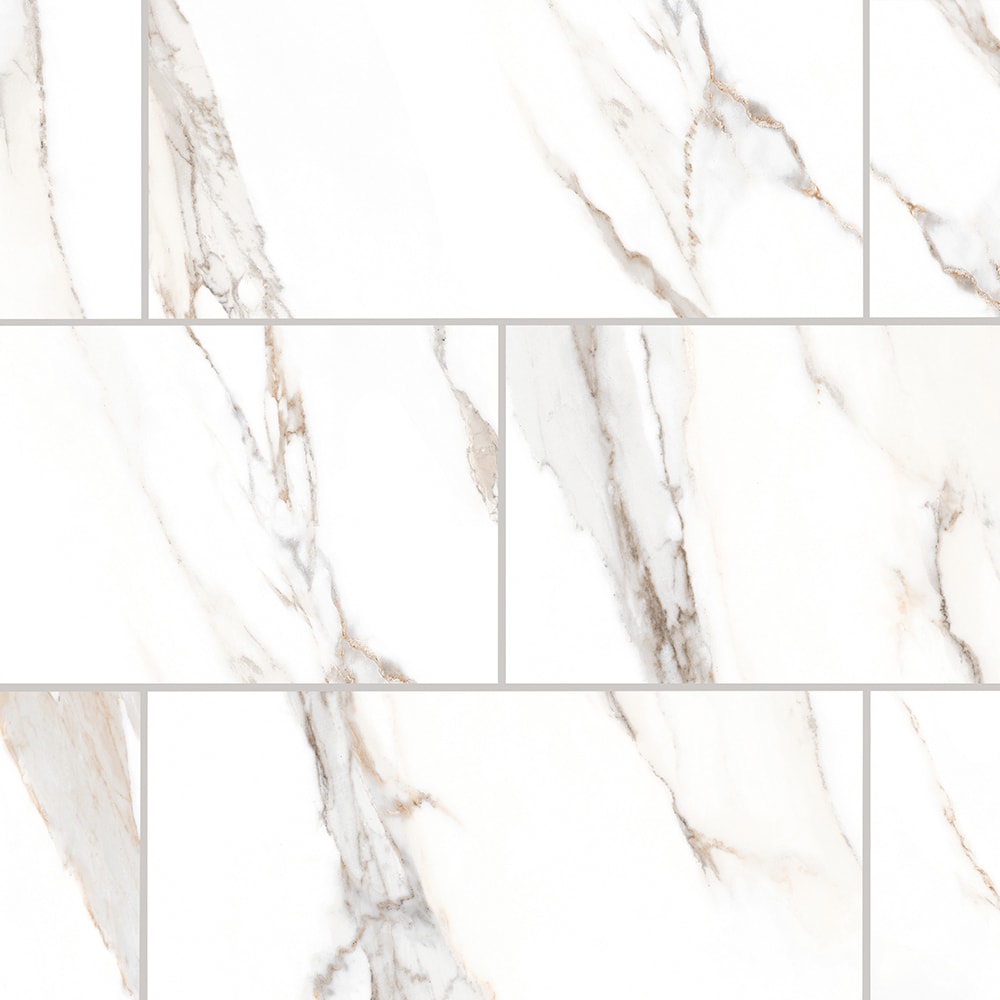 Statuario Crema 12-in x 24-in Polished Porcelain Marble Look Floor and Wall Tile (1.937-sq ft/ Piece)
