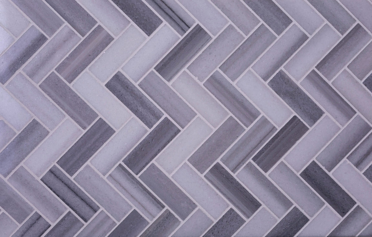 Apollo Tile (Sample) Gray 4-in x 4-in Polished Glass/Metal/Stone Marble Herringbone Floor and Wall Tile
