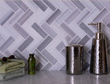 Apollo Tile (Sample) Gray 4-in x 4-in Polished Glass/Metal/Stone Marble Herringbone Floor and Wall Tile
