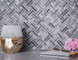 Apollo Tile (Sample) Floor and Wall Tile Gray 4-in x 4-in Polished Marble Basketweave Patterned Floor and Wall Tile