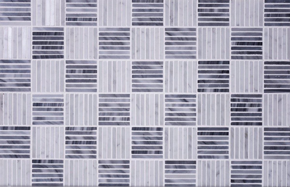 Apollo Tile (Sample) Floor and Wall Tile Gray and White 4-in x 4-in Polished Marble Linear Patterned Floor and Wall Tile
