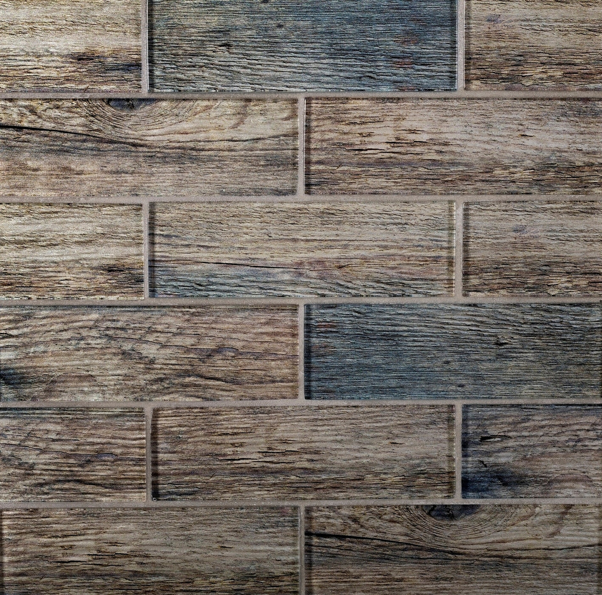 Apollo Tile (Sample) Brown, Blue 4-in x 4-in Glossy Glass Brick Subway Floor and Wall Tile