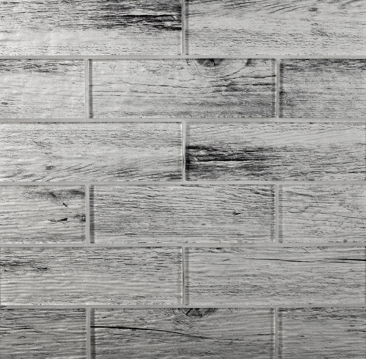 Apollo Tile (Sample) Gray 4-in x 4-in Glossy Glass Brick Wood Look Floor and Wall Tile
