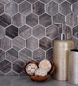 Apollo Tile (Sample) Wall Brown 4-in x 4-in Glossy Glass Honeycomb Patterned Wall Tile