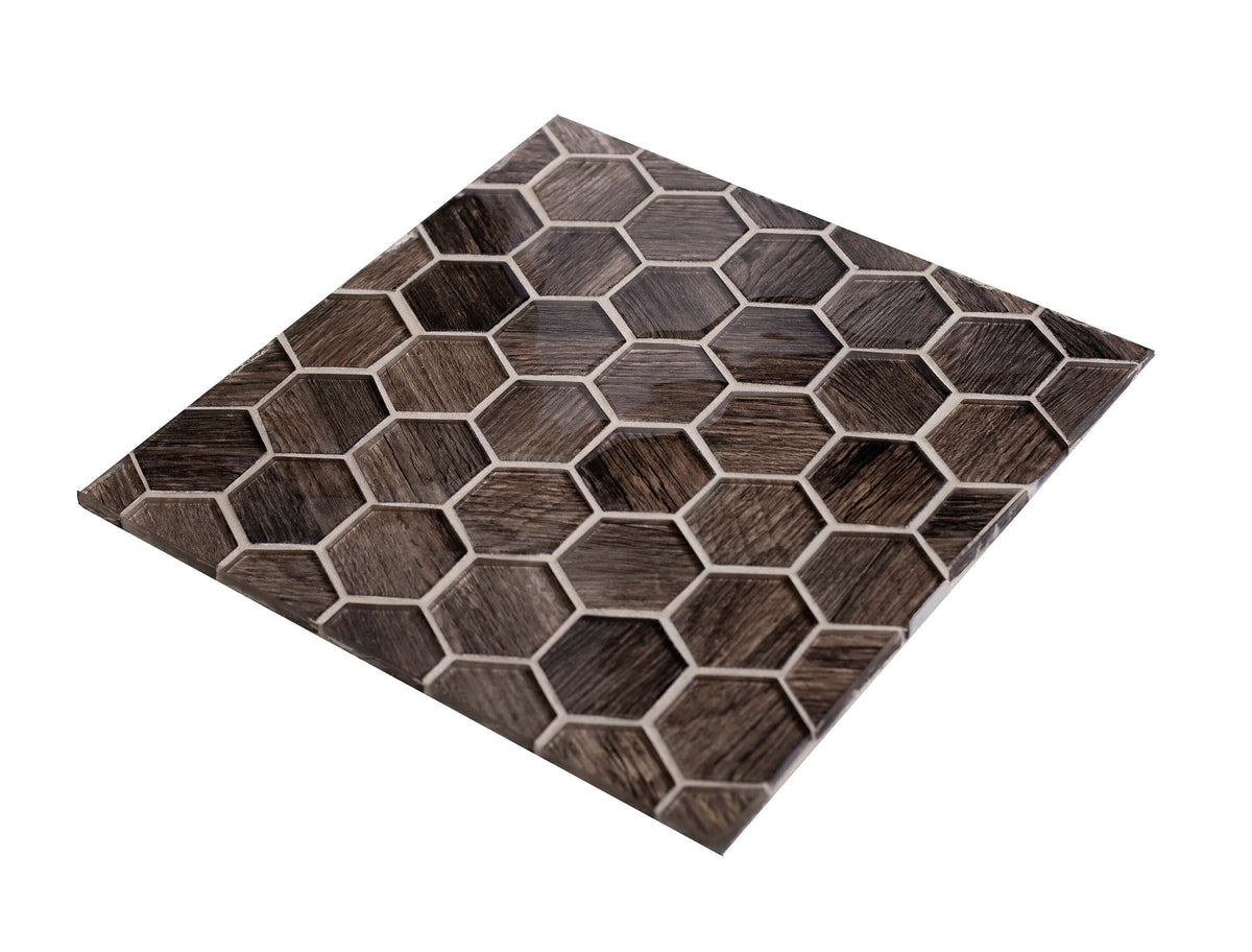 Apollo Tile (Sample) Wall Brown 4-in x 4-in Glossy Glass Honeycomb Patterned Wall Tile