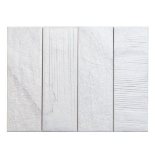 Apollo Tile (Sample) White 4-in x 12-in Natural Porcelain Stone Look Wall Tile