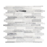 Elida Ceramica Bianca Blended 12-in x 12-in Polished Natural Stone Marble Linear Mosaic Wall Tile