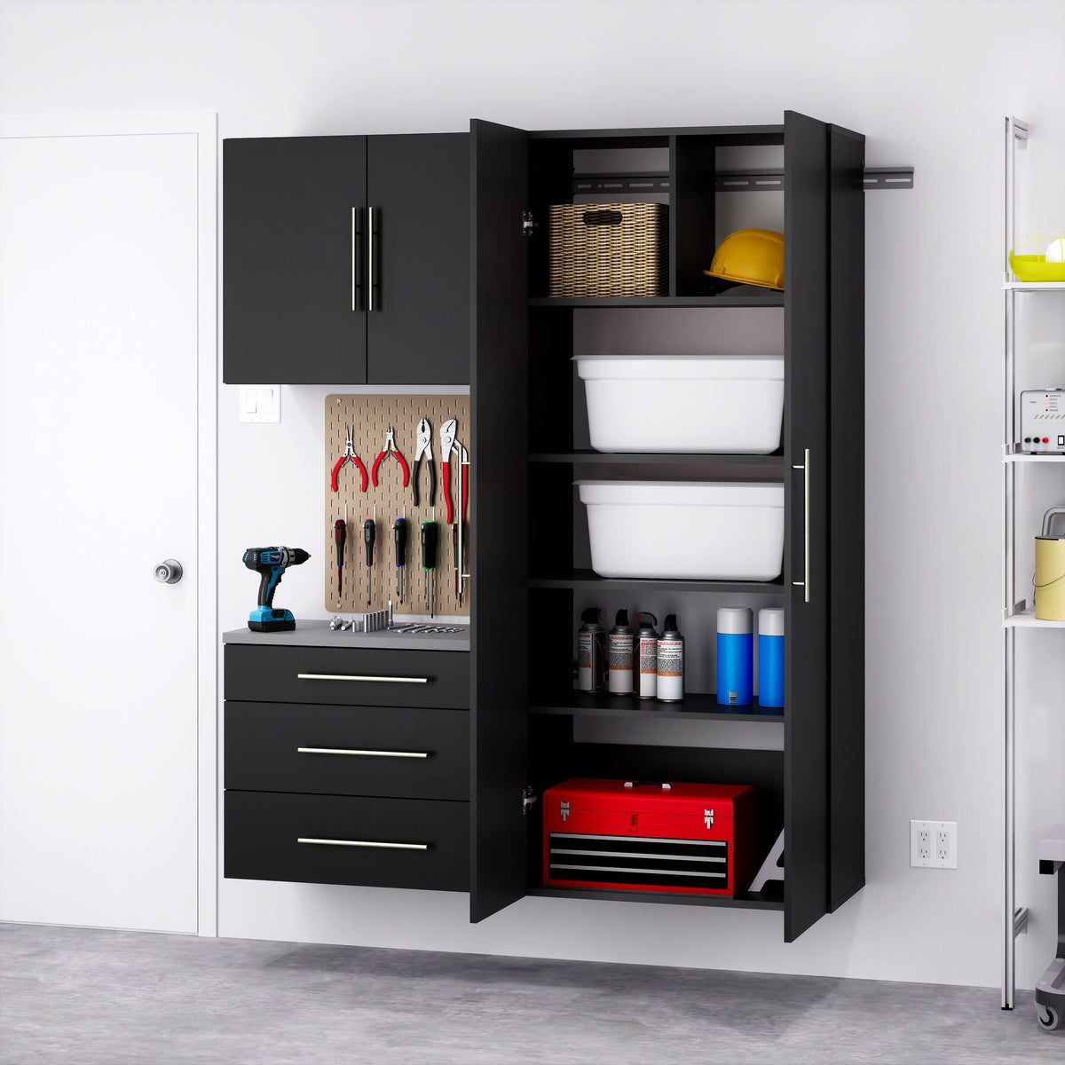 Prepac HangUps 60-in W x 72-in H Wood Composite Black Wall-mount Utility Storage Cabinet