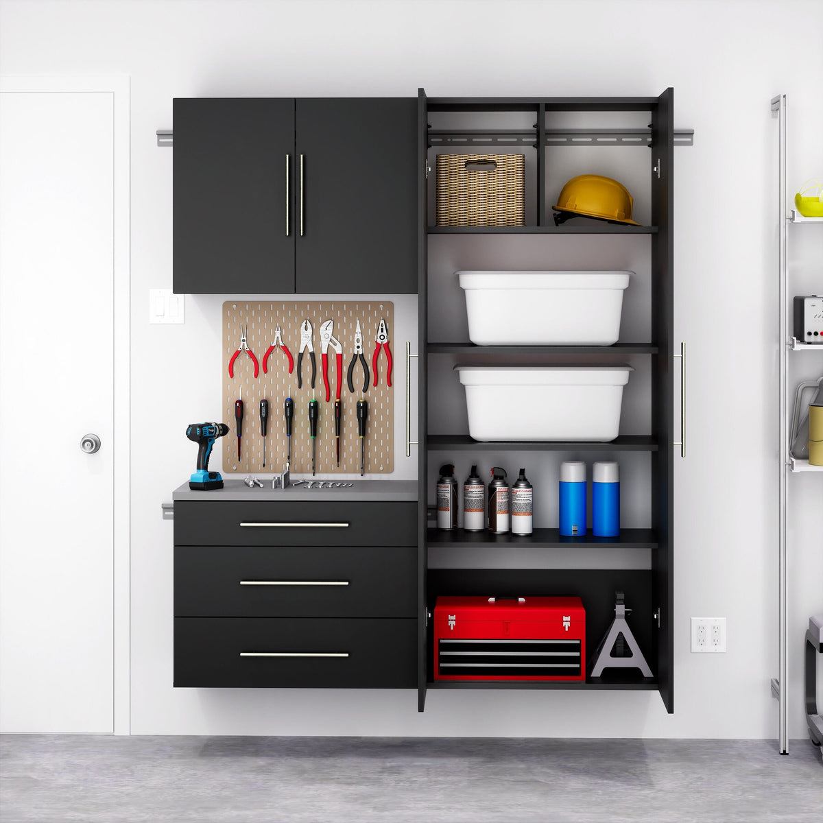 Prepac HangUps 60-in W x 72-in H Wood Composite Black Wall-mount Utility Storage Cabinet