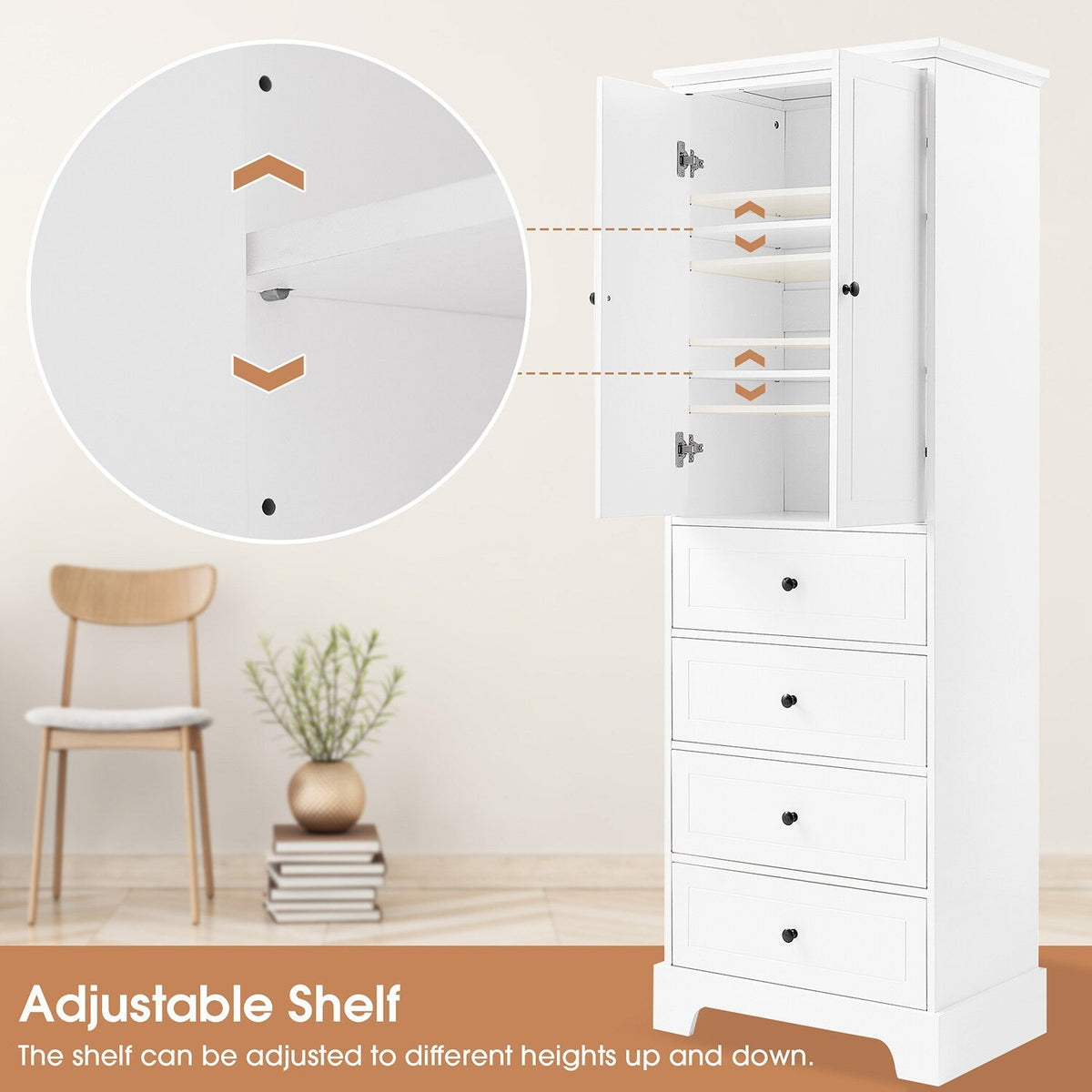 GZMR 23.6-in W x 68.1-in H Mdf White Freestanding Utility Storage Cabinet