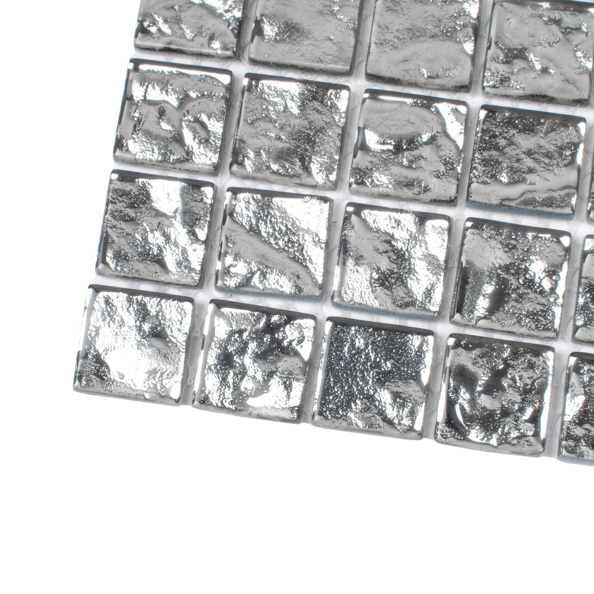 Apollo Tile (Sample) Elaina Silver 12-in x 12-in Polished Glass Uniform Squares Patterned Floor and Wall Tile