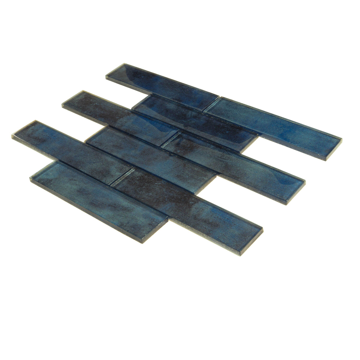 Apollo Tile Cosmos Stone Blue 12-in x 12-in Glossy Glass Brick Look Floor and Wall Tile (4.83-sq. ft/ Carton)