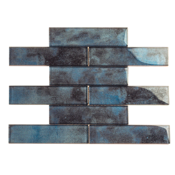 Apollo Tile Cosmos Stone Blue 12-in x 12-in Glossy Glass Brick Look Floor and Wall Tile (4.83-sq. ft/ Carton)