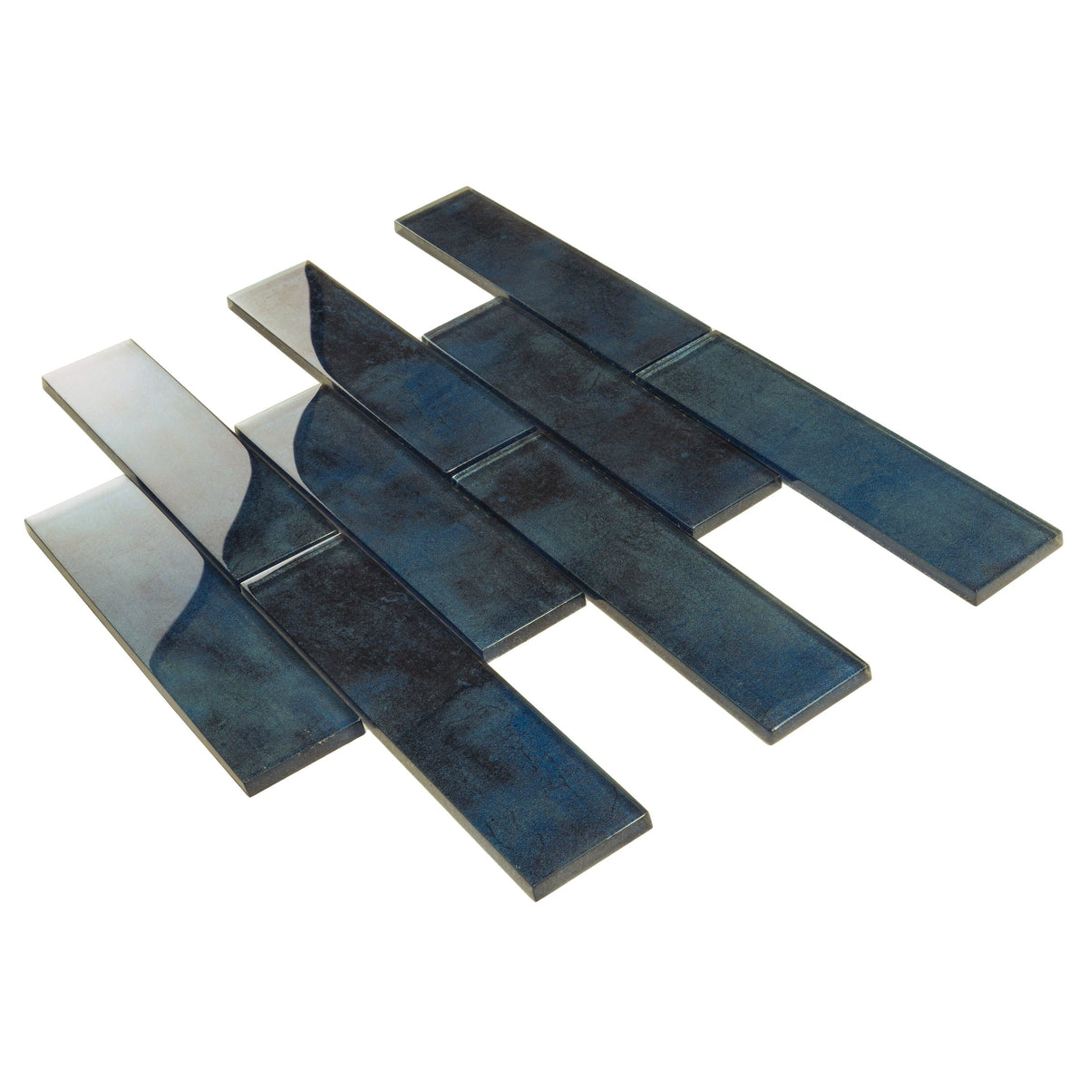 Apollo Tile (Sample) Cosmos Stone Blue 12-in x 12-in Glossy Glass Brick Mosaic Floor and Wall Tile