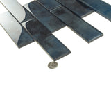 Apollo Tile (Sample) Cosmos Stone Blue 12-in x 12-in Glossy Glass Brick Mosaic Floor and Wall Tile