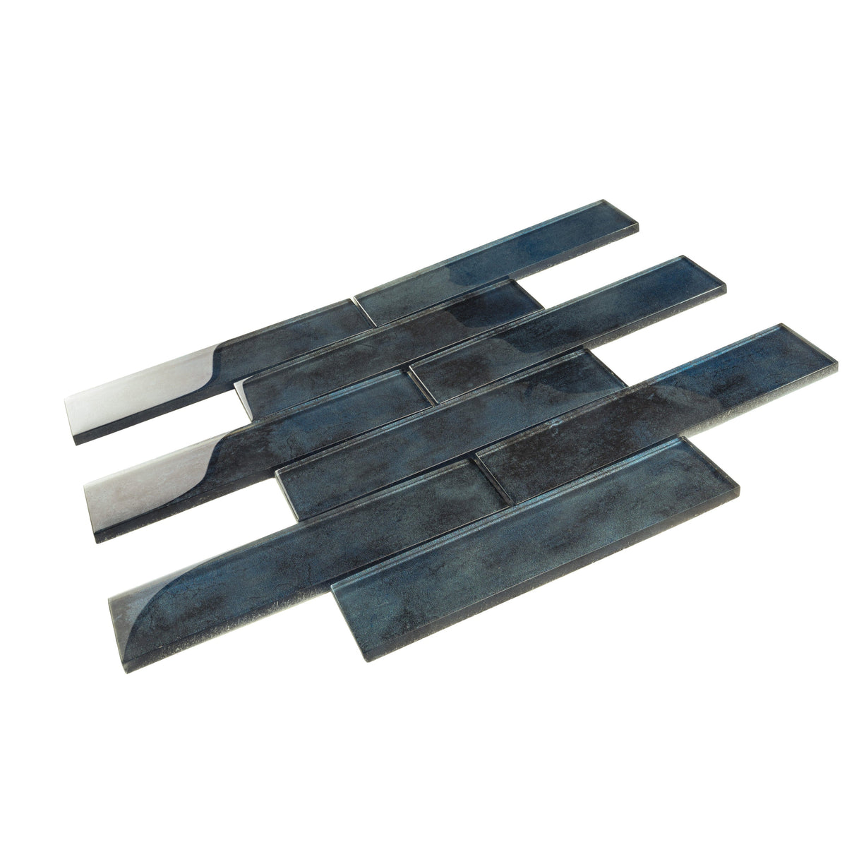 Apollo Tile (Sample) Cosmos Stone Blue 12-in x 12-in Glossy Glass Brick Mosaic Floor and Wall Tile