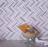 Apollo Tile (Sample) Zebra White, Gray 11-in x 11-in Polished Marble Herringbone Patterned Floor and Wall Tile