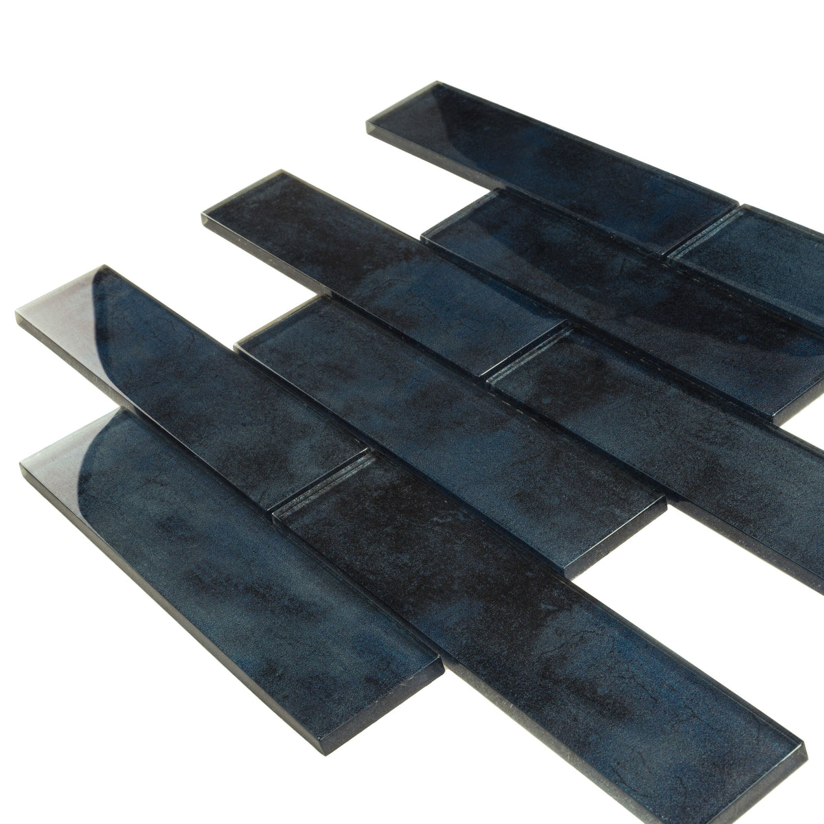 Apollo Tile Cosmos Stone Blue 12-in x 12-in Glossy Glass Brick Look Floor and Wall Tile (4.83-sq. ft/ Carton)
