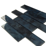 Apollo Tile Cosmos Stone Blue 12-in x 12-in Glossy Glass Brick Look Floor and Wall Tile (4.83-sq. ft/ Carton)