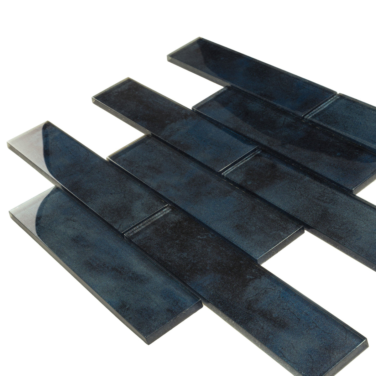 Apollo Tile (Sample) Cosmos Stone Blue 12-in x 12-in Glossy Glass Brick Mosaic Floor and Wall Tile