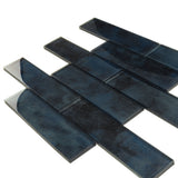 Apollo Tile (Sample) Cosmos Stone Blue 12-in x 12-in Glossy Glass Brick Mosaic Floor and Wall Tile