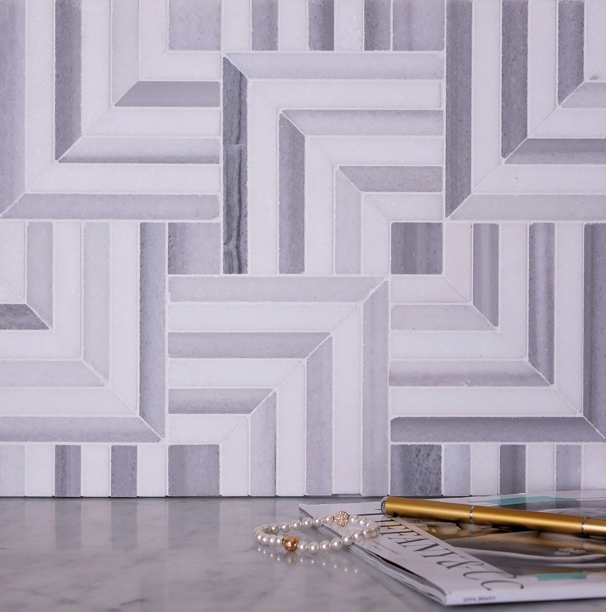 Apollo Tile Zebra Fossil Gray 10-in x 10-in Polished Composite Patterned Floor and Wall Tile (3.47-sq. ft/ Carton)