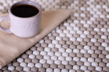 Apollo Tile (Sample) Alabaster White, Beige 12-in x 13-in Polished Glass Penny Round Patterned Floor and Wall Tile