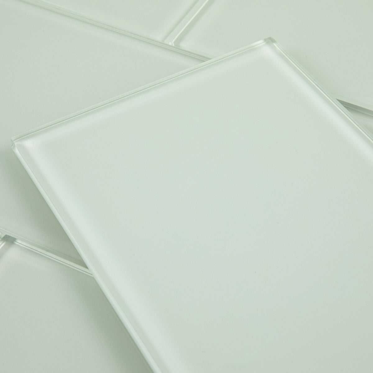 Giorbello (Sample) 6x12 glass subway tiles Winter Sage 6-in x 12-in Glossy Glass Brick Subway Wall Tile