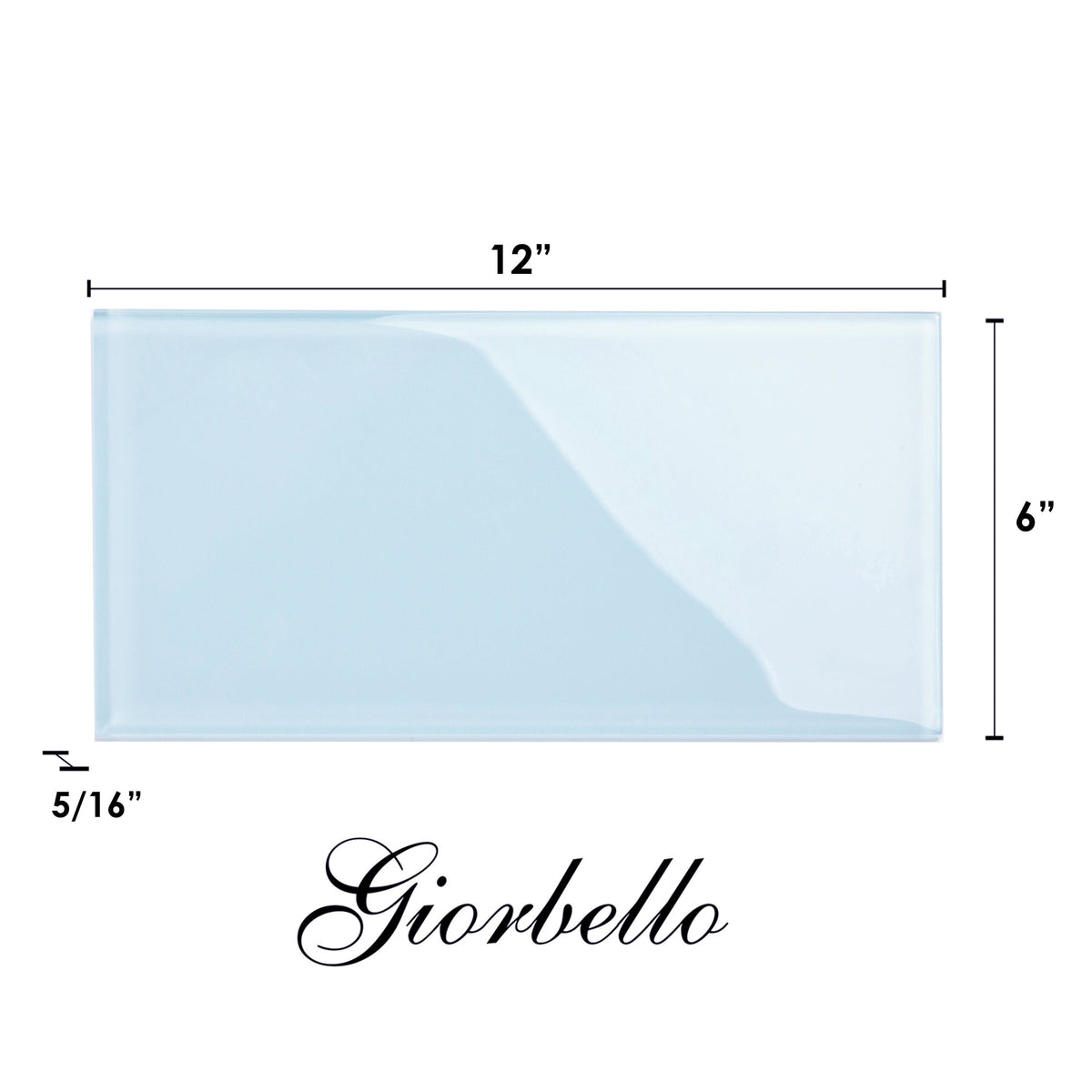 Giorbello (Sample) 6x12 glass subway tiles Morning Sky Blue 6-in x 12-in Glossy Glass Brick Subway Wall Tile