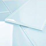 Giorbello (Sample) 6x12 glass subway tiles Morning Sky Blue 6-in x 12-in Glossy Glass Brick Subway Wall Tile