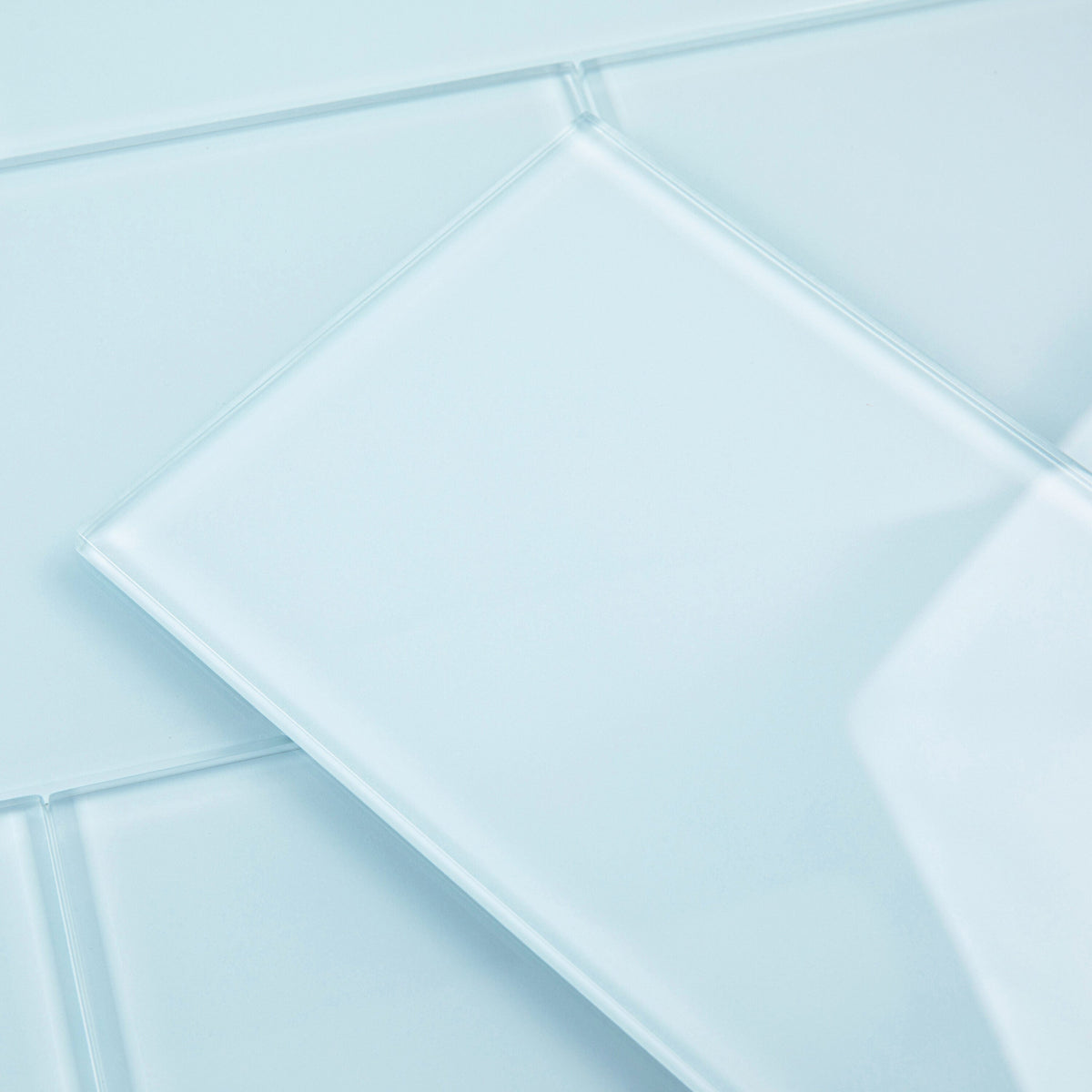Giorbello (Sample) 6x12 glass subway tiles Morning Sky Blue 6-in x 12-in Glossy Glass Brick Subway Wall Tile