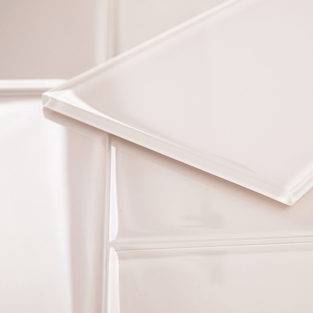Giorbello (Sample) 6x12 glass subway tiles Rose Pale Pink 6-in x 12-in Glossy Glass Brick Subway Wall Tile