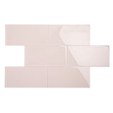 Giorbello Classic Premium Rose Pale Pink 6-in x 12-in Glossy Glass Subway Wall Tile (5-sq. ft/ Carton)