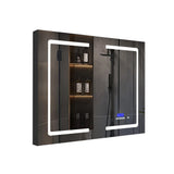 Lexora Bracciano 36-in x 36-in Lighted LED Fog Free Surface Mount Gray Mirrored Soft Close Medicine Cabinet